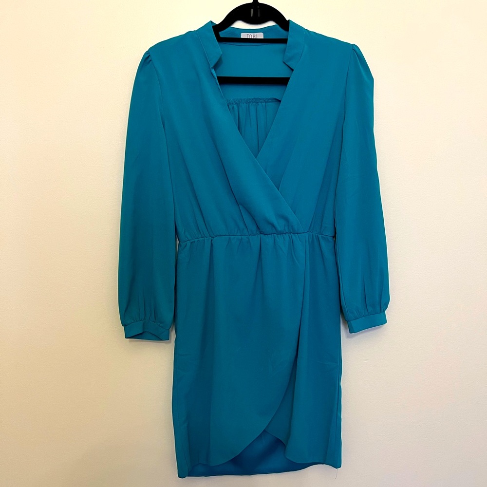 Teal Long-sleeve Mini Dress